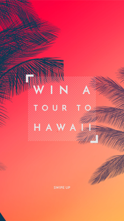 Summer Trip Offer Palm Trees in red Instagram Story Design Template