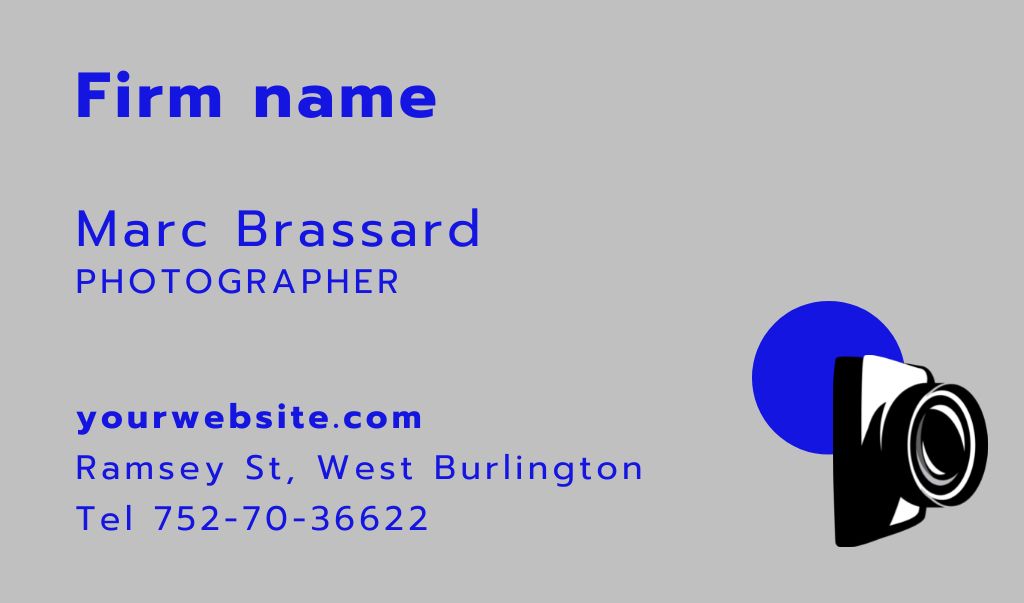Photographer Contacts Information Business card Modelo de Design
