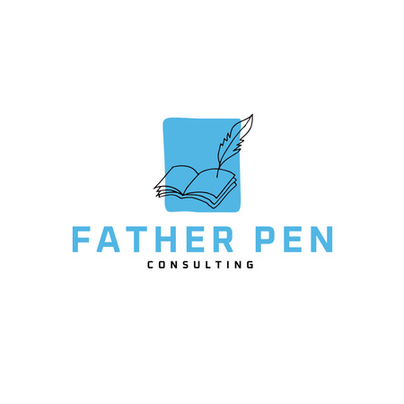 Consulting Company Emblem With Book And Feather Logo Design Template
