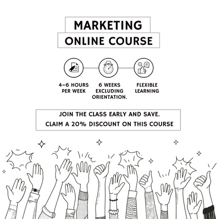 Flexible Marketing Online Course With Discount LinkedIn post Design Template