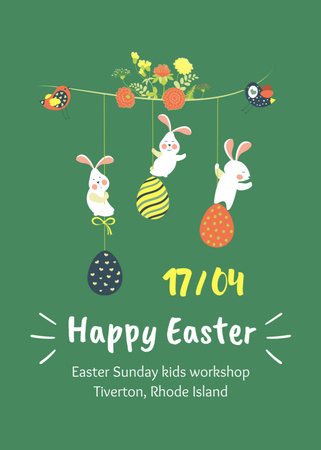 Easter Holiday Celebration with Cute Bunnies Flayer Design Template