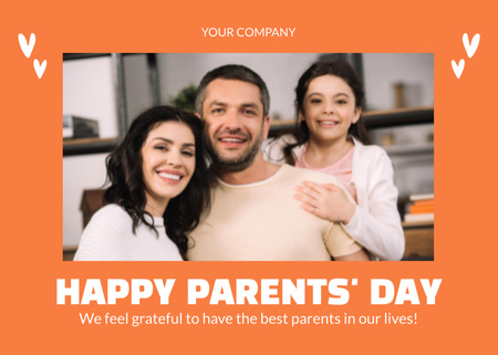 Family Celebrating Parents' Day Together Postcard 5x7in Design Template