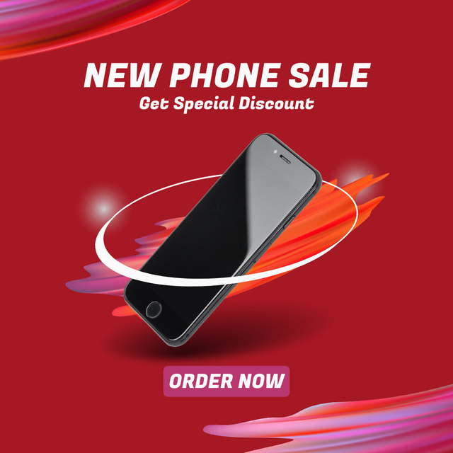 New Model Smartphone Sale Announcement on Red Instagram AD tervezősablon