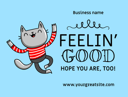 Funny Cat in Striped Red Sweater Postcard 4.2x5.5in Design Template
