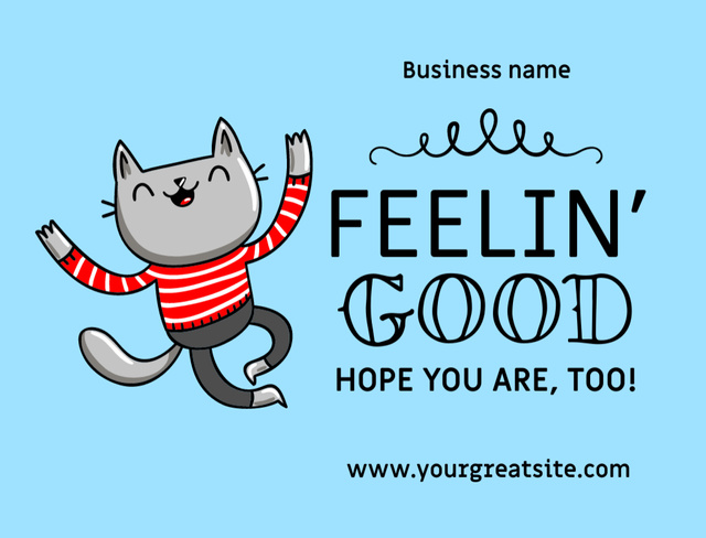 Cute Cat in Striped Red Sweater Postcard 4.2x5.5in – шаблон для дизайну
