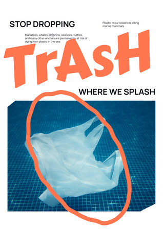 Eco Concept with Plastic Bag in Water Poster Tasarım Şablonu