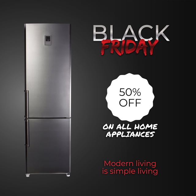 Black Friday Sale with Discount on All Home Appliances Animated Post Šablona návrhu