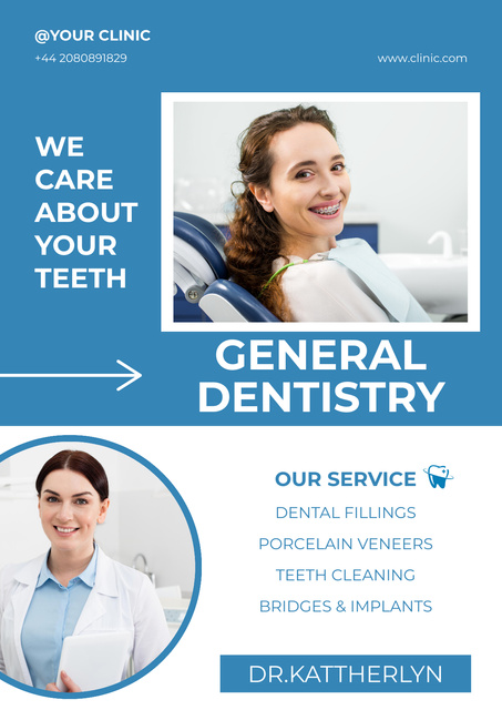 General Dentistry Services Offer Poster Πρότυπο σχεδίασης