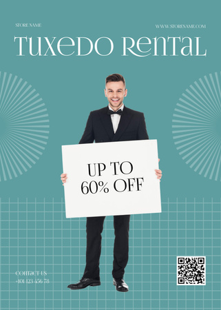 Man for rental tuxedos blue Flayer Design Template