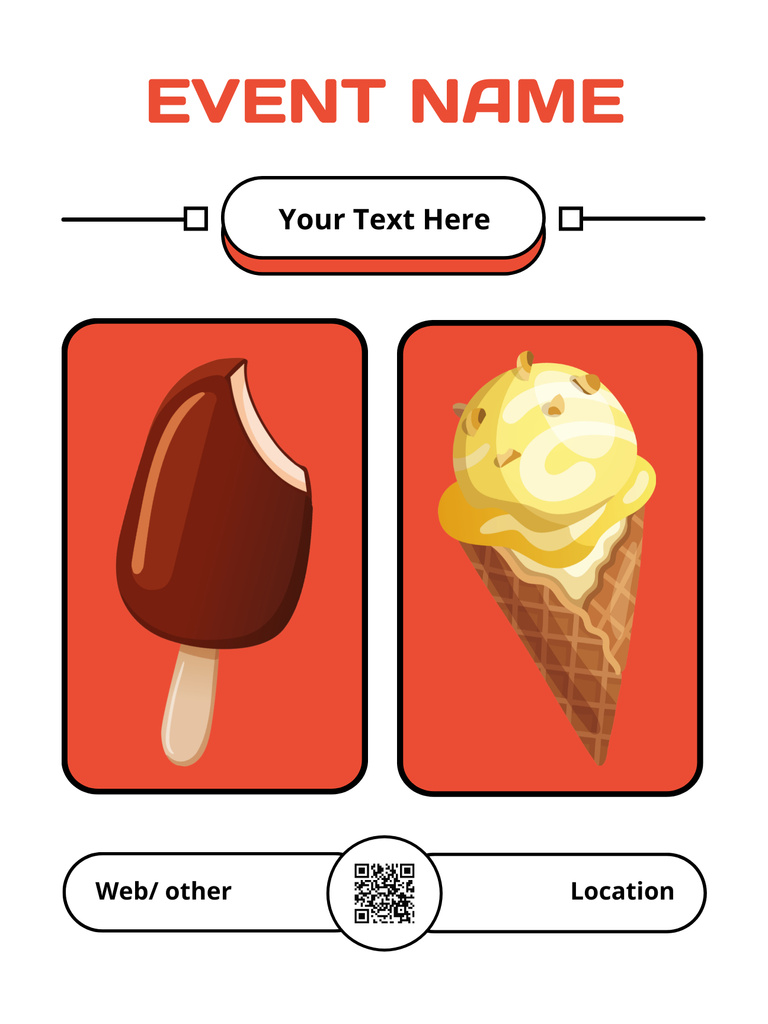 Event Announcement with Different Types of Ice Cream Poster US Design Template