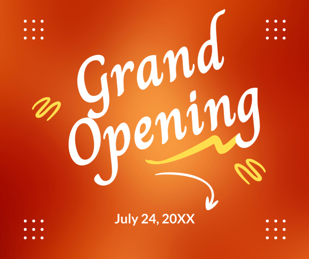 Designvorlage Grand Opening Ceremony Announcement In July für Facebook