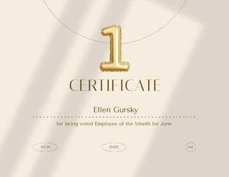 A hónap alkalmazottja díj Certificate tervezősablon