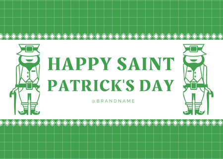 Happy St. Patrick's Day Greetings with Bright Cartoon Men Card Design Template