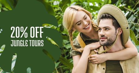 Travel Tour Offer couple in Jungle Facebook AD Design Template