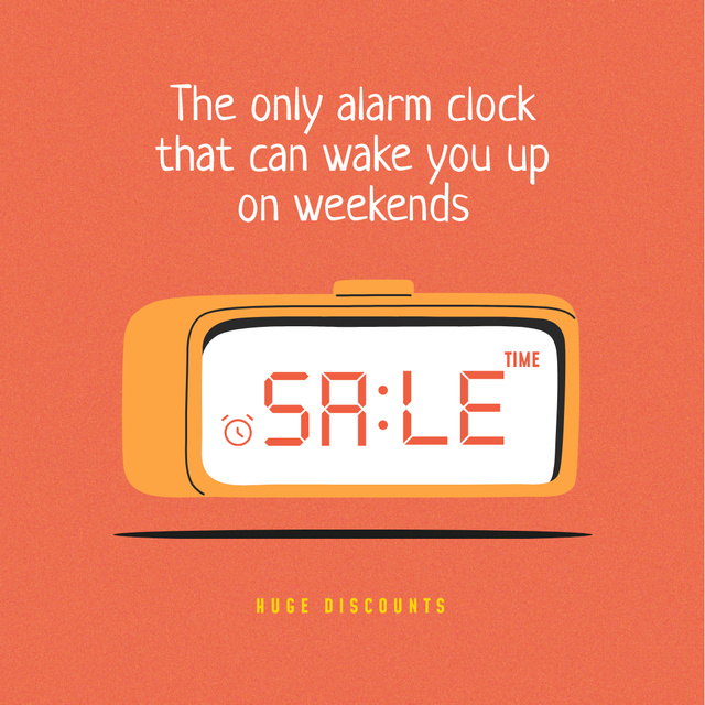 Sale Announcement on Alarm Clock Instagramデザインテンプレート