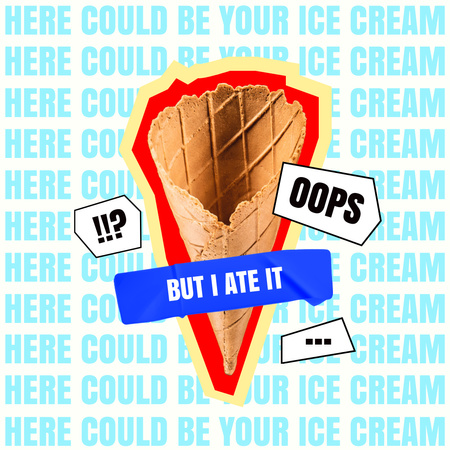 Funny illustration of Waffle Cone without Ice Cream Instagram Design Template