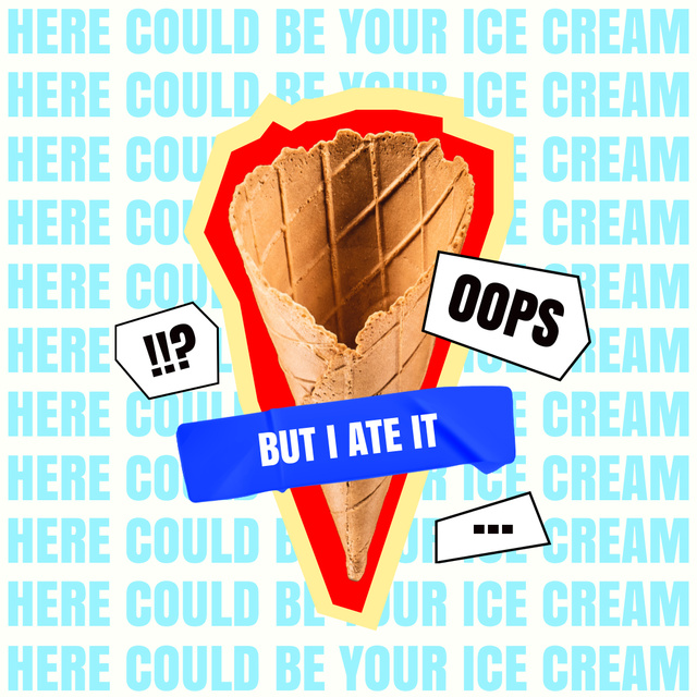 Funny illustration of Waffle Cone without Ice Cream Instagram – шаблон для дизайну