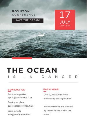 Plantilla de diseño de Ecology Conference Invitation Stormy Sea Waves Tumblr 