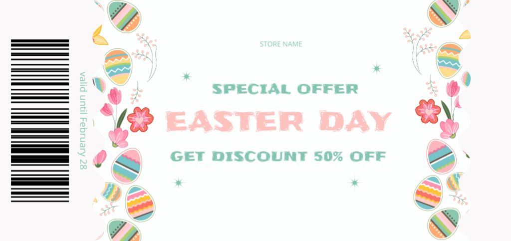 Special Offer on Easter Day with Dyed Eggs Coupon Din Large – шаблон для дизайна