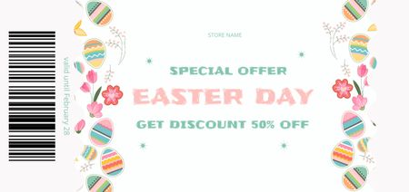 Ontwerpsjabloon van Coupon Din Large van Special Offer on Easter Day with Dyed Eggs