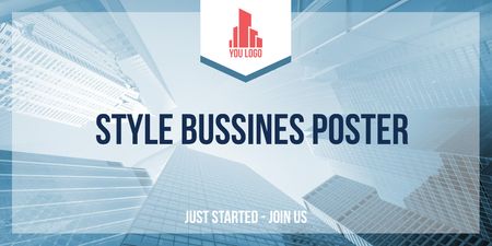 Business Ad with Skyscrapers Twitter Design Template