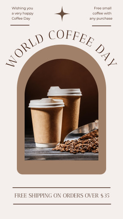 Plantilla de diseño de Two Paper Cups Coffee Instagram Story 