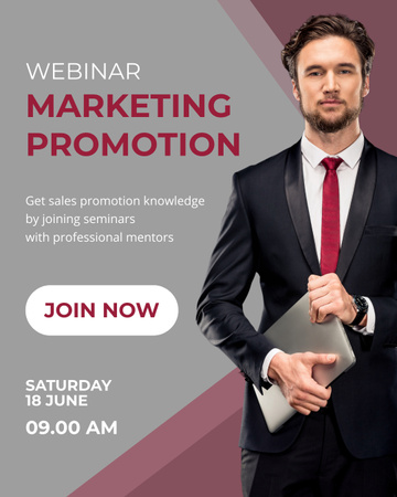 Ontwerpsjabloon van Instagram Post Vertical van Webinar about Marketing Promotion