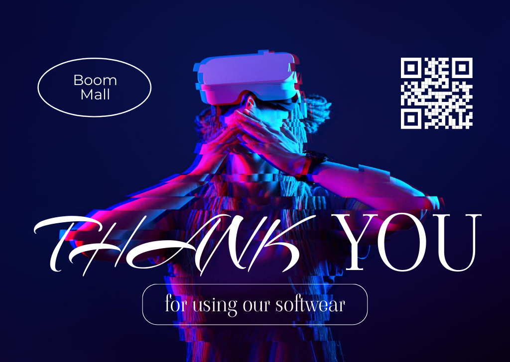 Ontwerpsjabloon van Card van Fascinating Virtual Reality Glasses Offer With Qr-Code