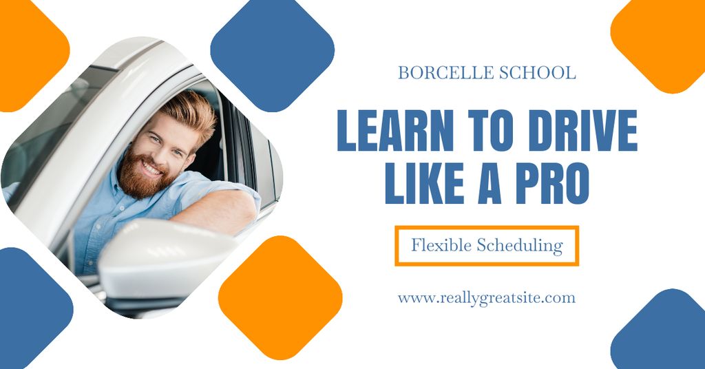 Ontwerpsjabloon van Facebook AD van Flexible Scheduling For Pro Driving School Offer