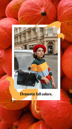 Autumn Inspiration with Stylish Girl in City Instagram Video Story Modelo de Design