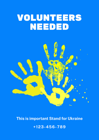 Volunteering During War in Ukraine with Handprints Flyer A6 Tasarım Şablonu