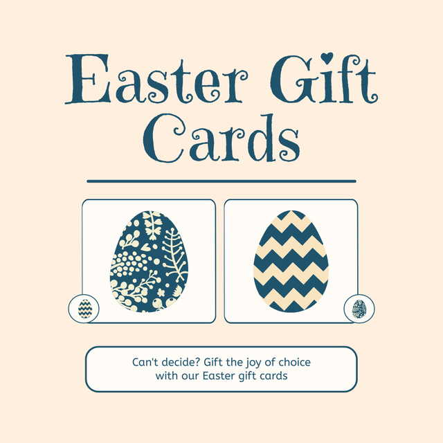 Easter Gift Cards Offer with Illustration of Painted Eggs Instagram Tasarım Şablonu