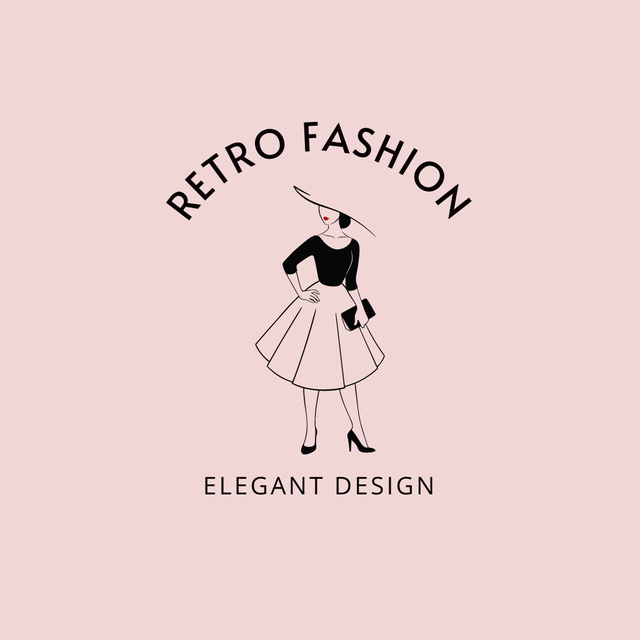 Retro Fashion with Elegant Lady Logo Tasarım Şablonu