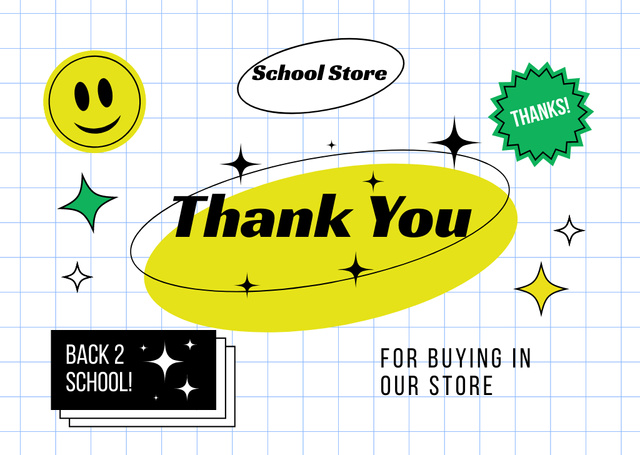 Back to School Announcement with Bright Stickers Card Design Template