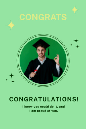 Platilla de diseño Graduation Greeting Green Postcard 4x6in Vertical