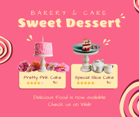 Bakery Ad with Sweet Desserts Facebook Design Template