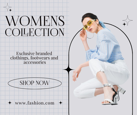 Plantilla de diseño de Woman Posing in Stylish Outfit for Female Collection Anouncement  Facebook 