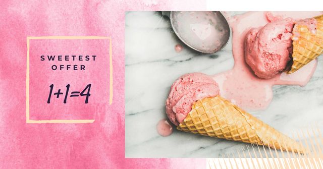 Melting ice cream in pink Facebook AD Tasarım Şablonu