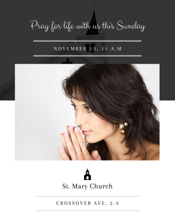 Church invitation with Woman Praying Poster 22x28in Design Template