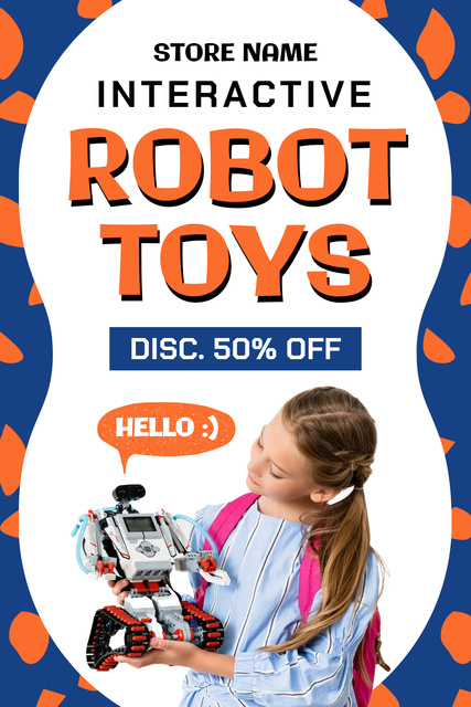 Ontwerpsjabloon van Pinterest van Discount on Interactive Robot Toys