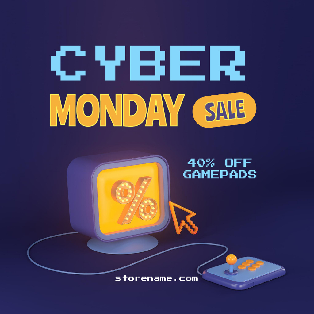 Plantilla de diseño de Gamepads Sale on Cyber Monday Instagram 