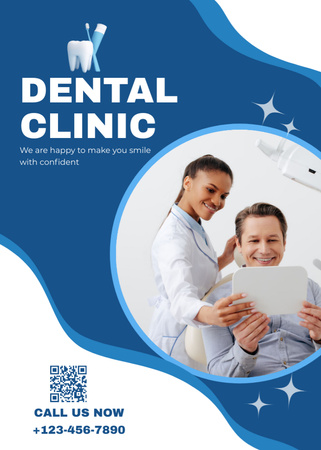Platilla de diseño Patient with Dentist in Clinic Flayer