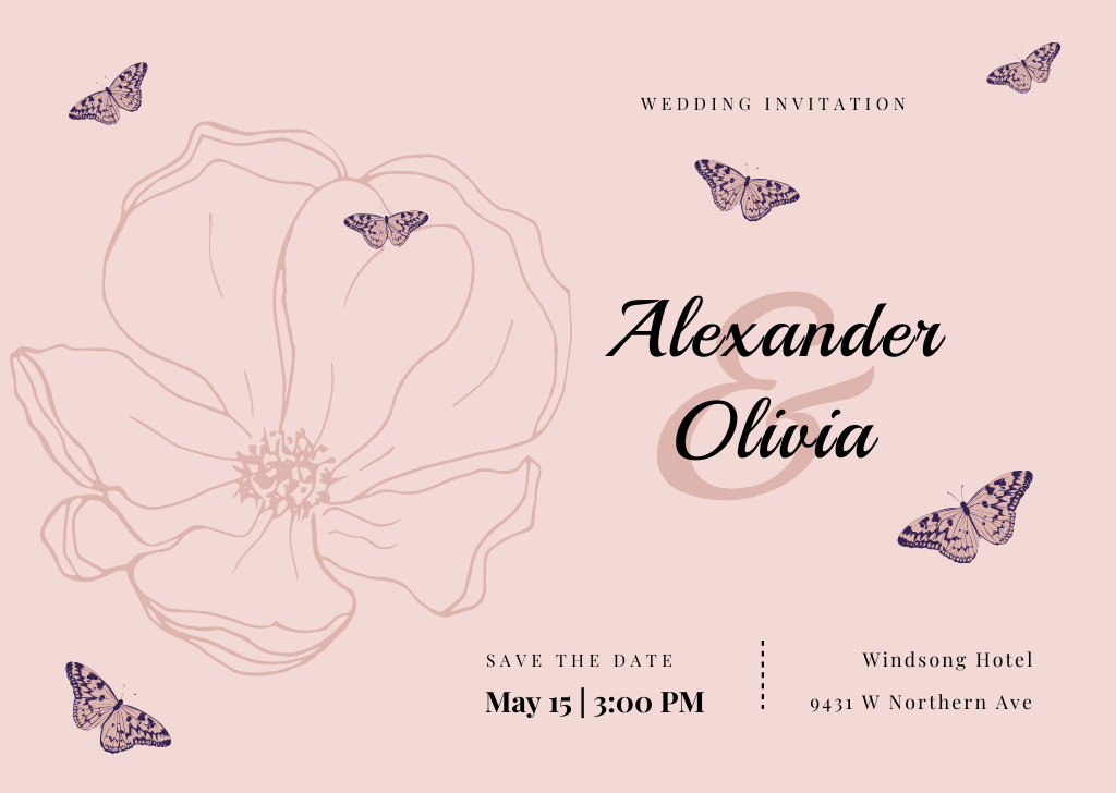 Modèle de visuel Wedding Invitation Frame with Colorful Flowers - Card