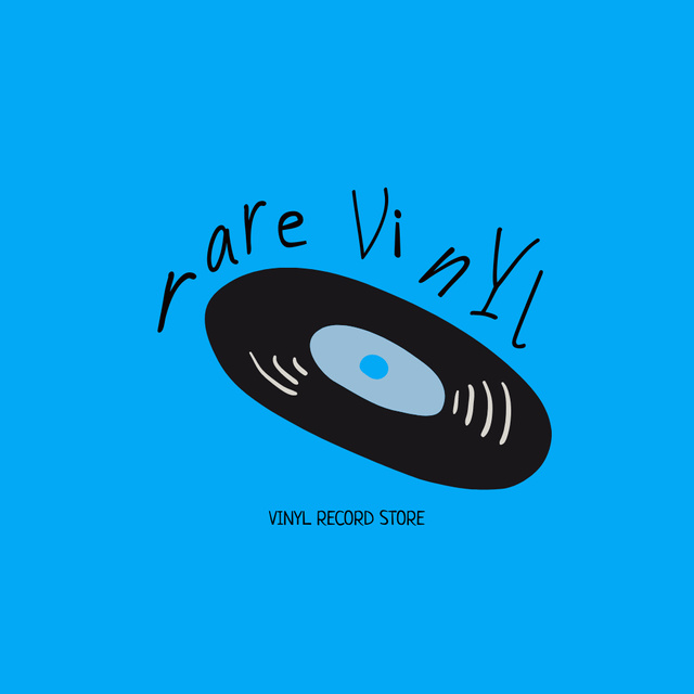 Emblem with Vinyl on Blue Logoデザインテンプレート