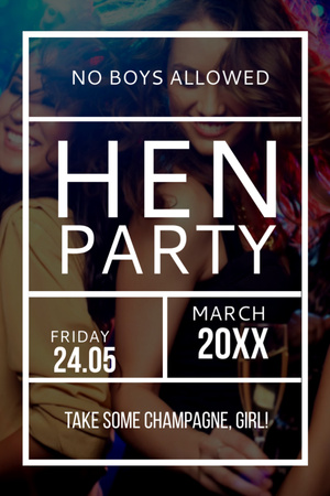 Plantilla de diseño de Hen Party invitation with Girls Dancing Invitation 6x9in 
