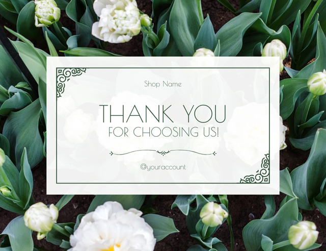 Thank You for Choosing Us Message with Fresh Spring Tulips Thank You Card 5.5x4in Horizontalデザインテンプレート