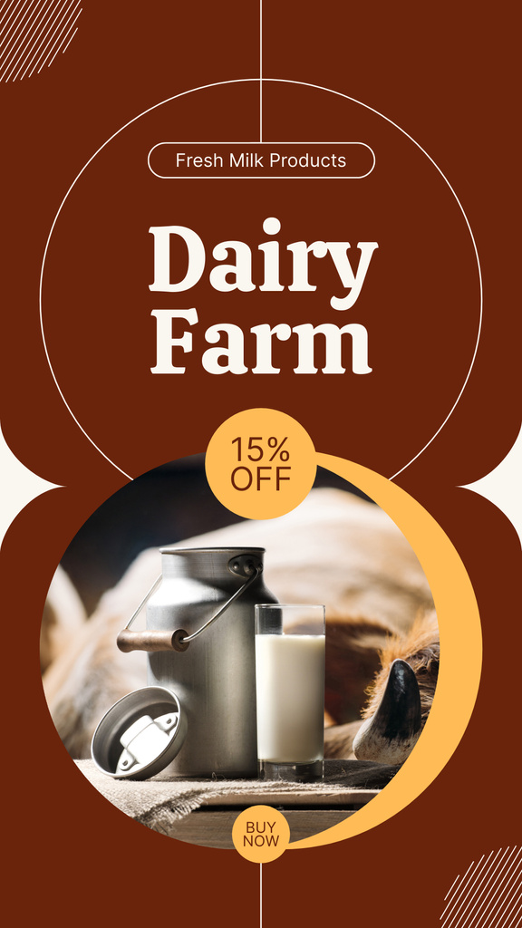 Discount on Milk Products from Dairy Farm Instagram Story – шаблон для дизайну