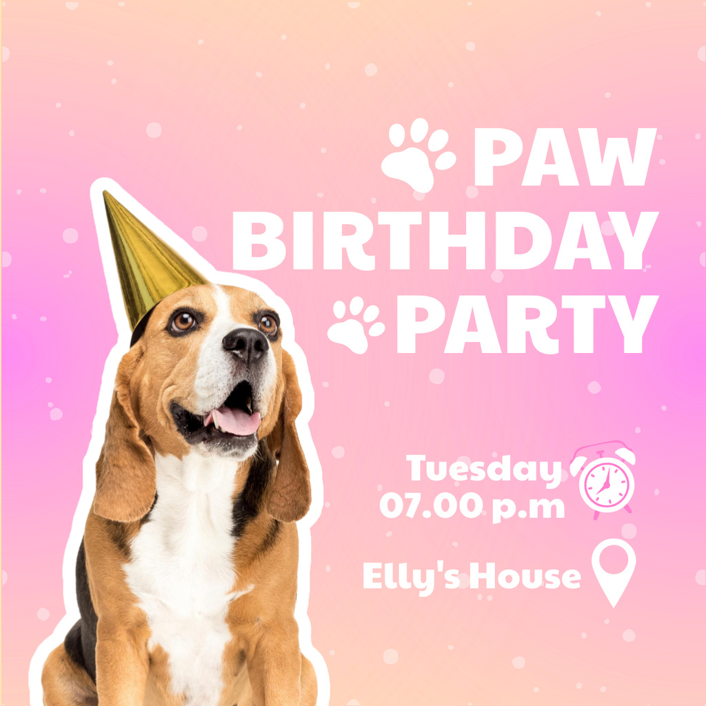 Invitation to Dog Birthday Party Instagram Design Template