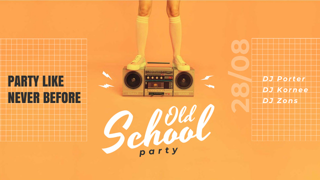 Modèle de visuel Old School Party Invitation Man Standing on Boombox - Full HD video