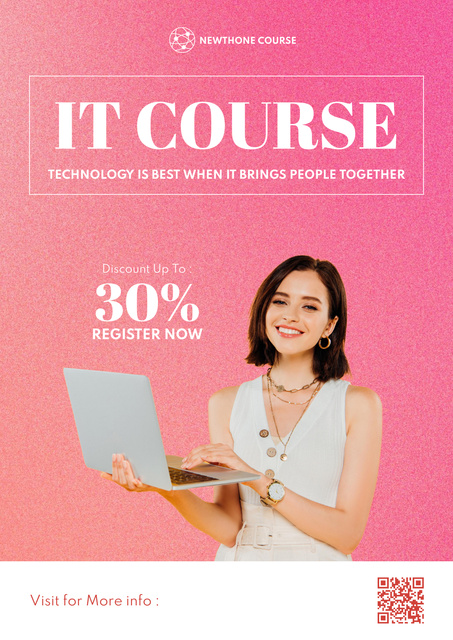 Designvorlage IT Course Discount Offer für Poster